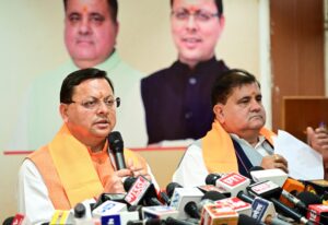 मुख्यमंत्री पुष्कर सिंह धामी ने प्रधानमंत्री श्री नरेन्द्र मोदी के नेतृत्व में केन्द्र सरकार के 11 साल पूर्ण होने पर  भाजपा कार्यालय में मीडिया से वार्ता